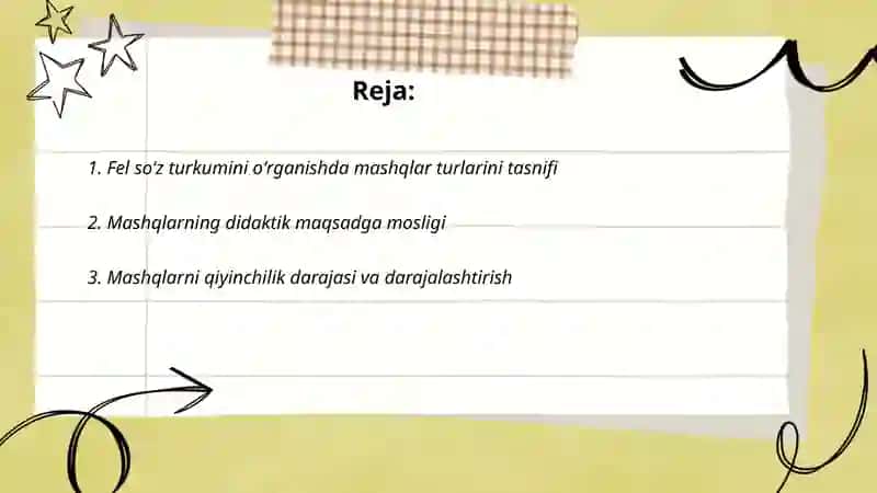 Fel soʻz turkumini oʻrganishdagi mashqlar tizimi 2