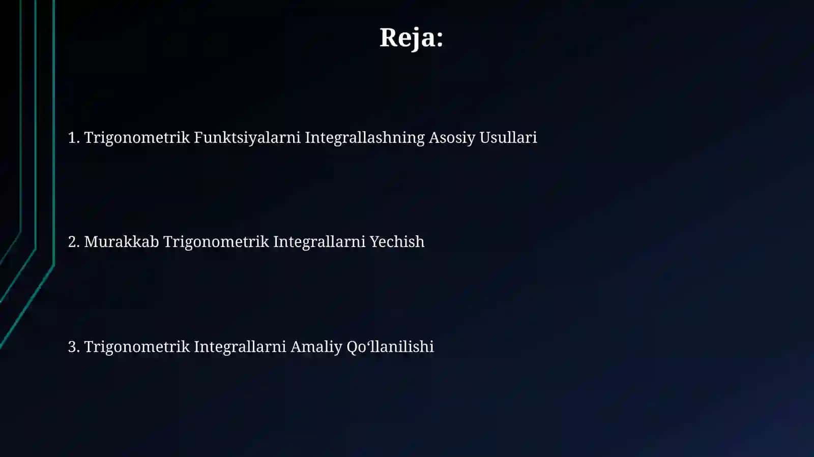 Trigonometrik Funktsiyalarni Integrallash 2
