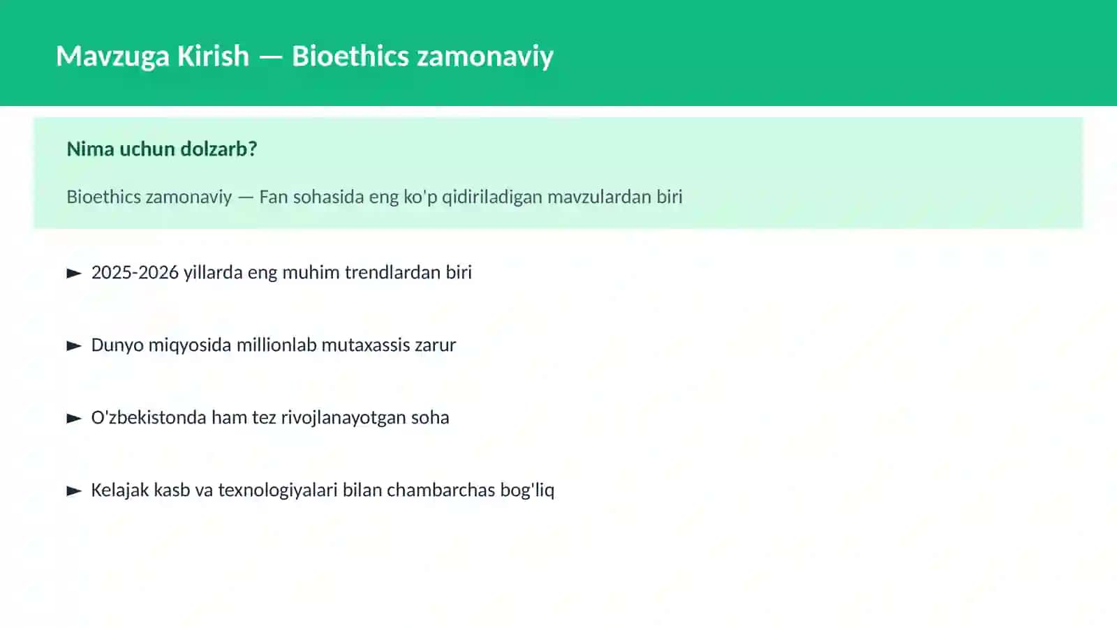 Bioethics zamonaviy 2