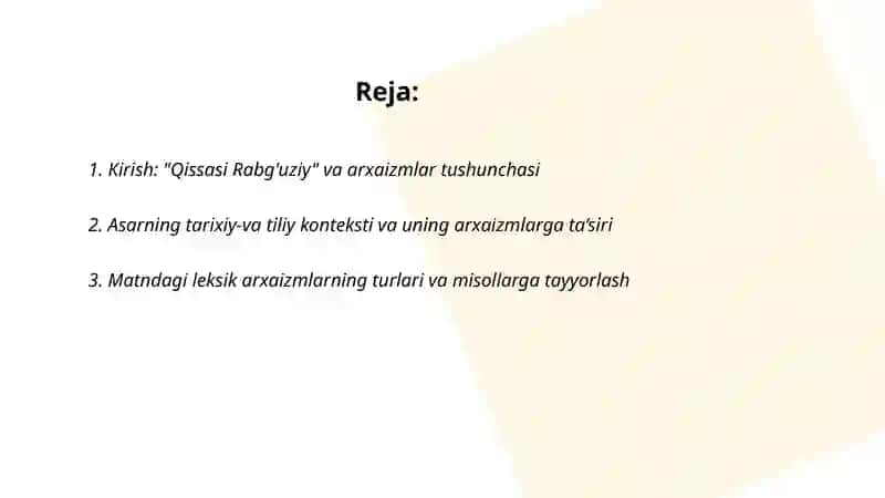 Arxaizmlar mavzusi bo'yicha taqdimot 2