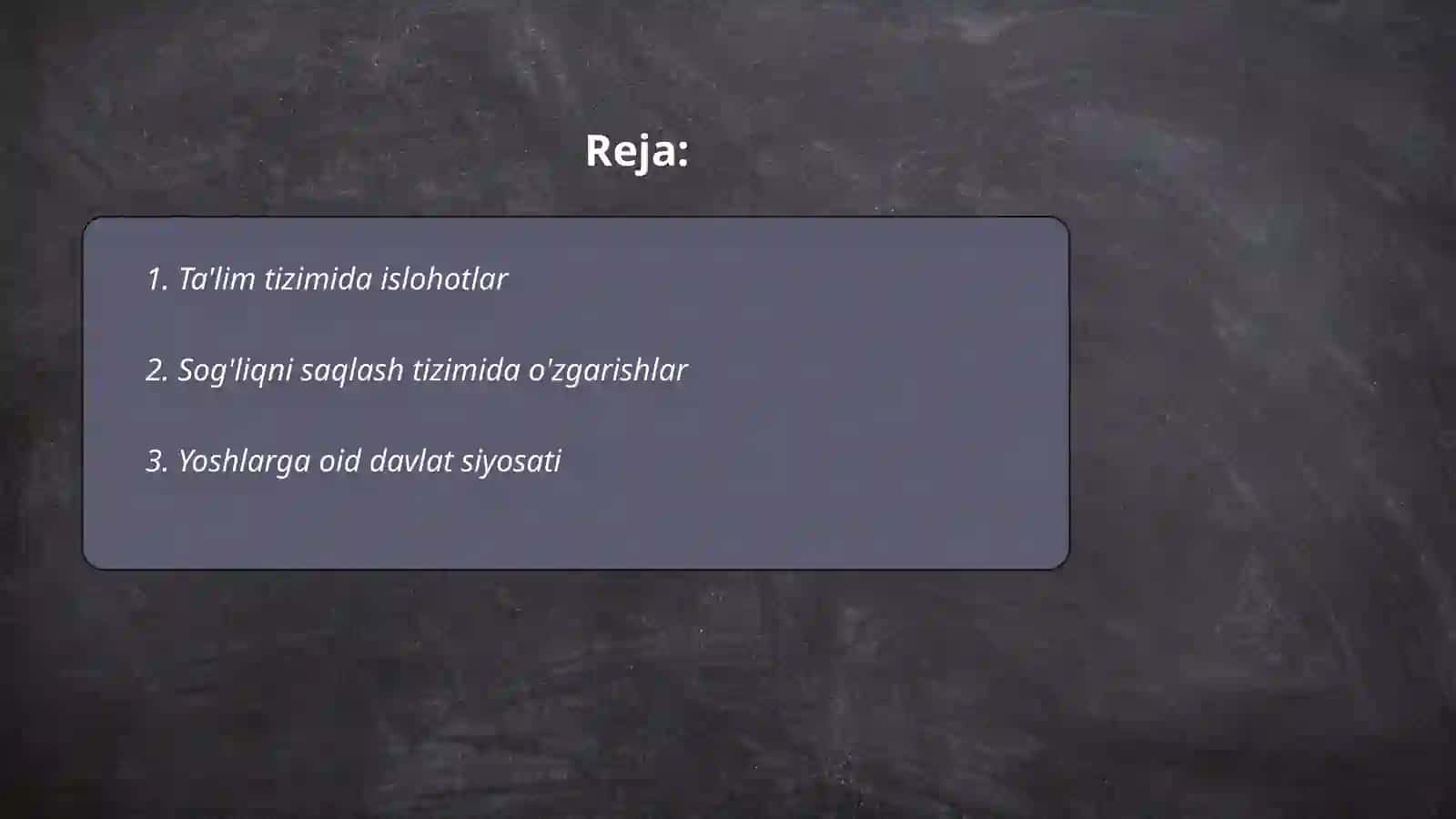 O'zbekiston Respublikasidagi ijtimoiy sohadagi islohotlar 2
