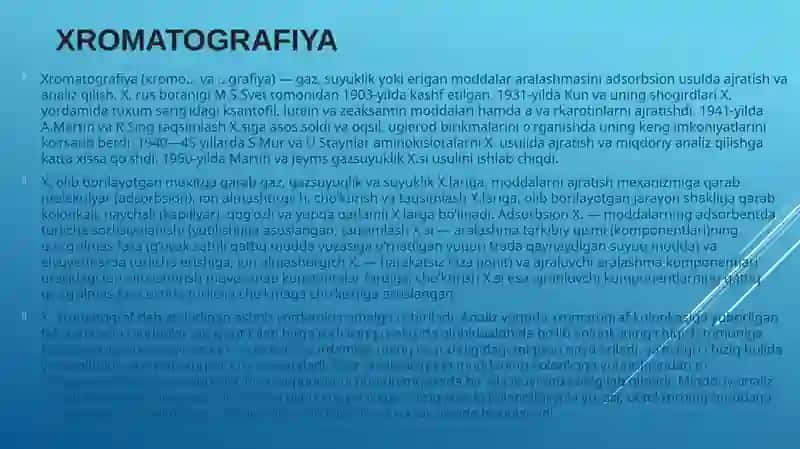 XROMOTOGRAFIYANING TIBBIY IZLANISHLARDAGI AHAMIYATI 2