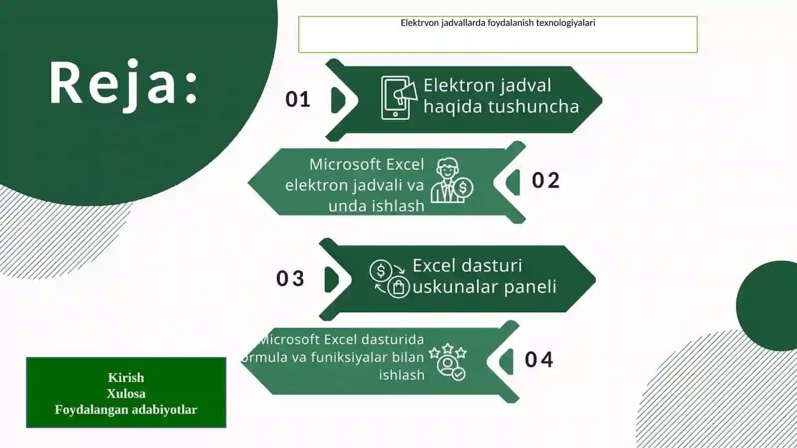 Elektron jadvallarda foydalanish texnologiyalari 2