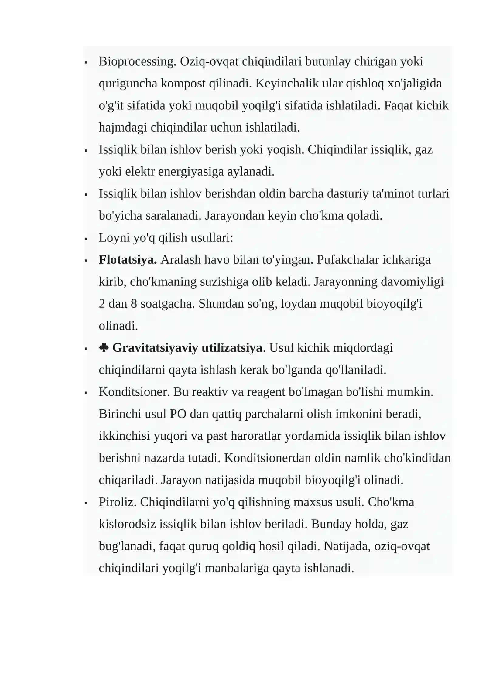 Oziq-ovqat chiqindilarini qayta ishlash 2