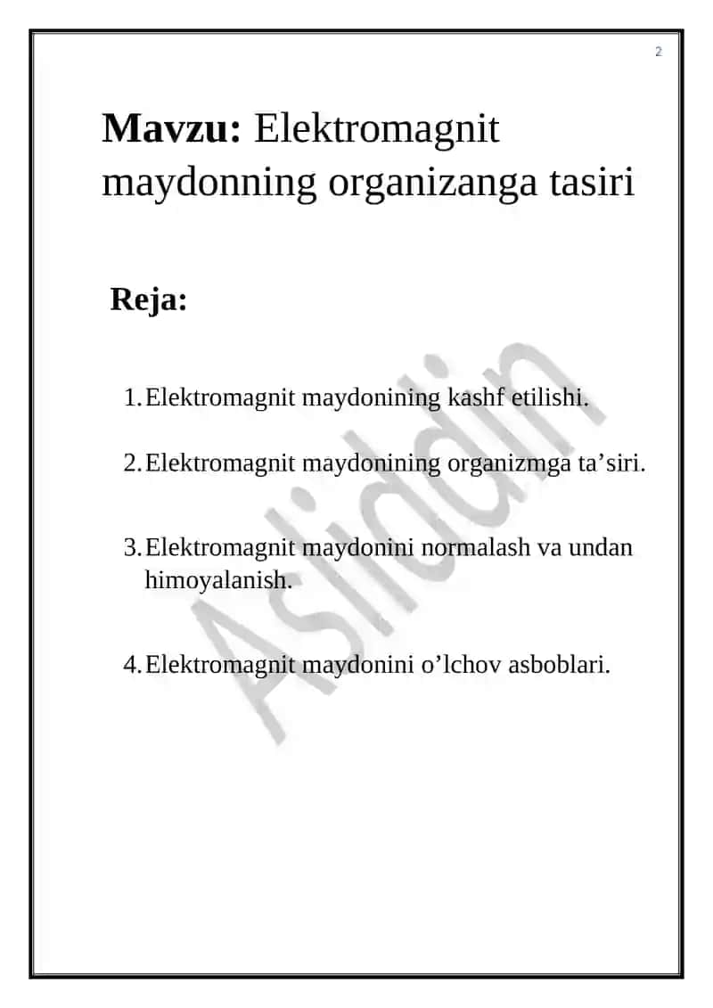 Elektromagnit maydonining organizmga tasiri 2