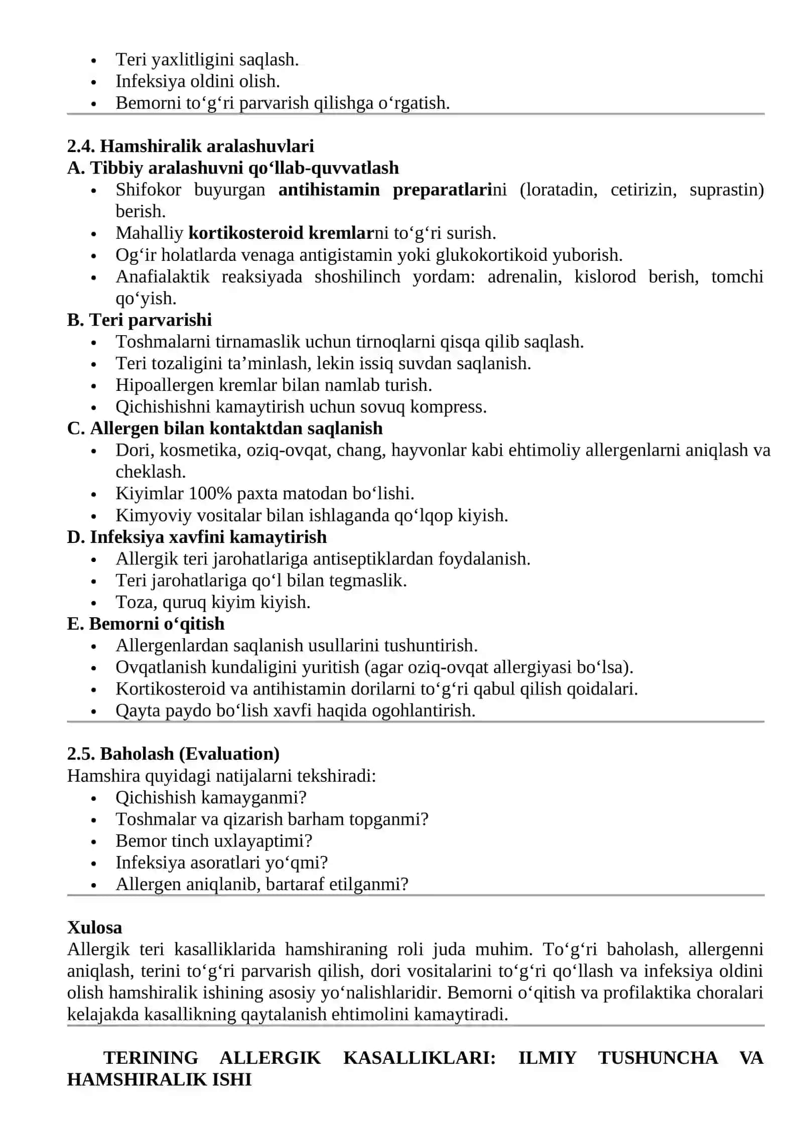 Allergik kasalliklarida hamshiralik ishi 2