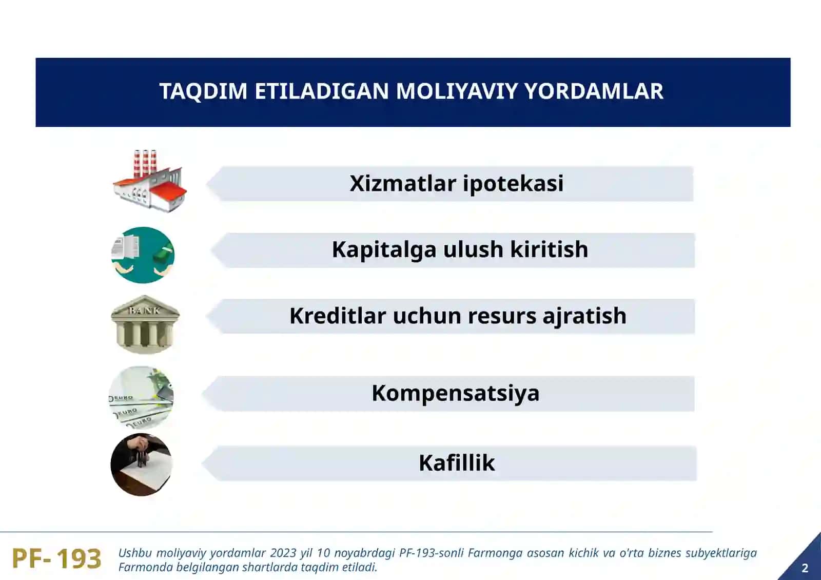 TAQDIM ETILADIGAN MOLIYAVIY YORDAMLAR 2