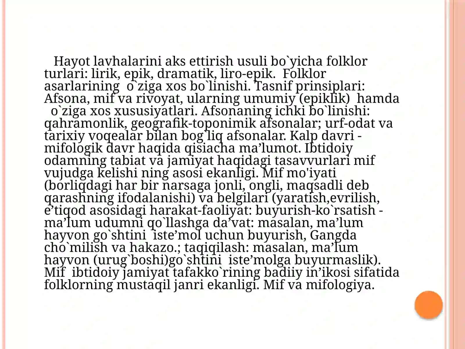 O`zbekfolklorining tur va janrlari 2