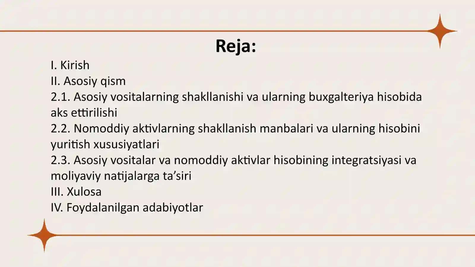 Asosiy vositalar va nomoddiy aktivlar hisobi 2
