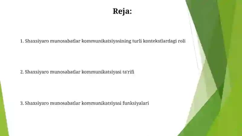 Shaxsiyaro munosabatlar kommunikatsiyasi 2