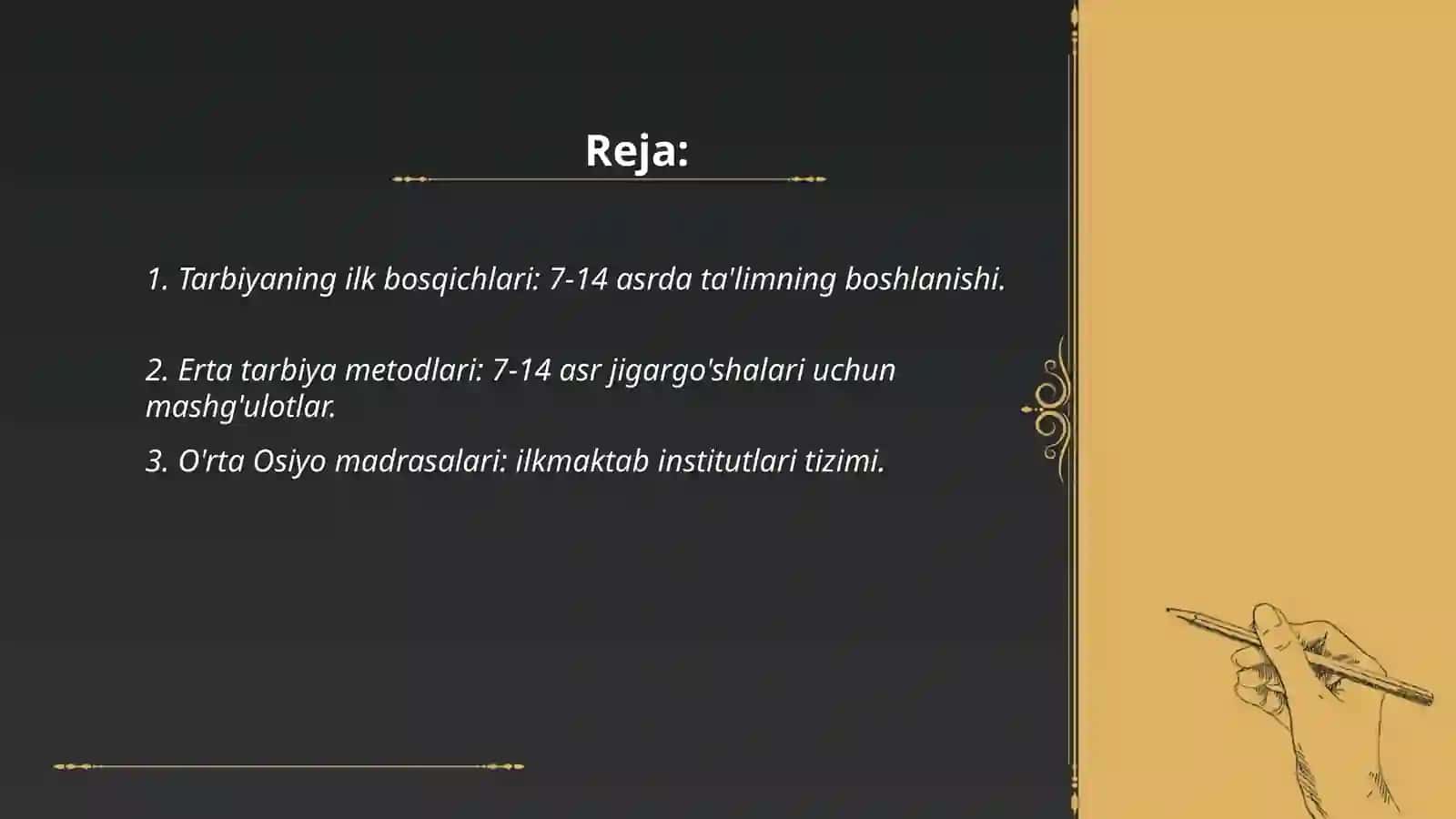 Orta Osiyoda tarbiya, maktab va pedagogik fikrlar 2