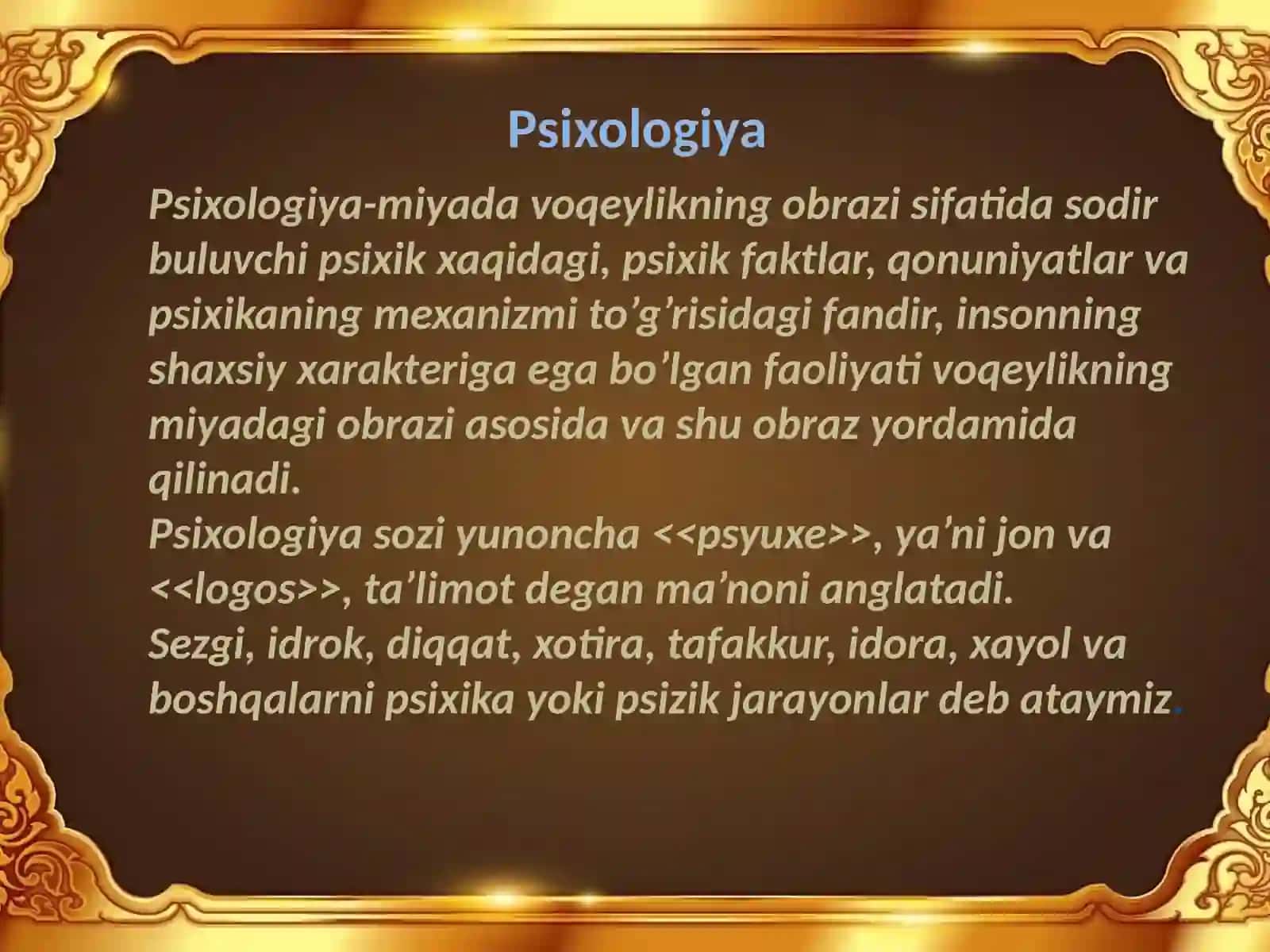 Psixologiya fanining predmetlari va rivojlanishi 2