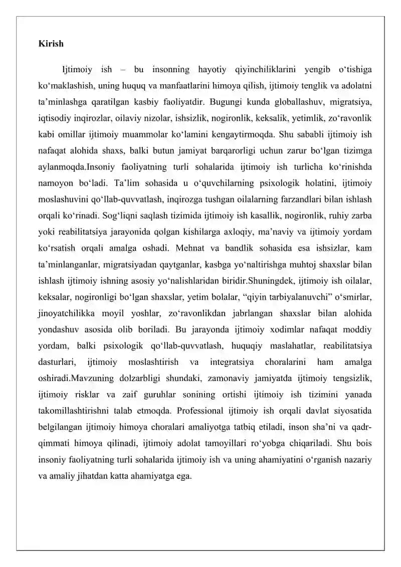 Ijtimoiy ishning ahamiyati 2