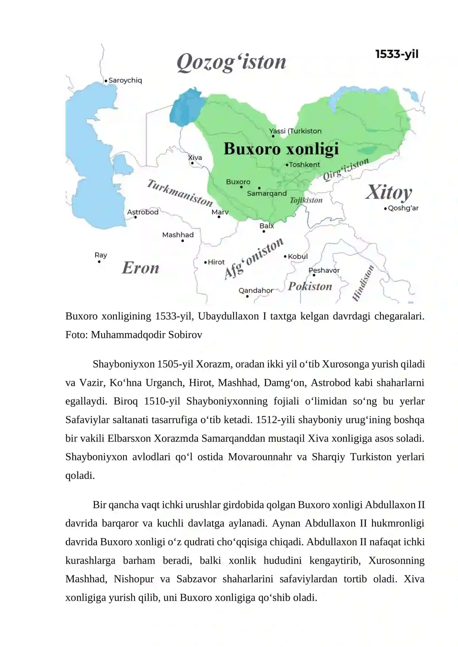O’ZBEK XONLIKLARINING SIYOSIY XARITASI: BUXORO AMIRLIGI 2
