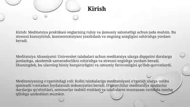 Meditatsiya Ahamiyatsi 2