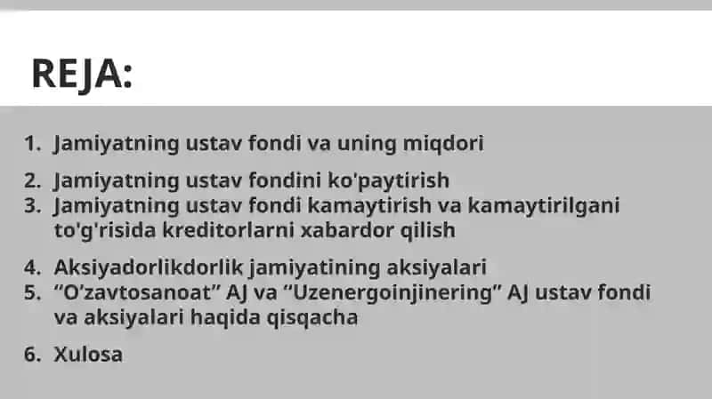 Aksiyadorlik jamiyatining ustav fondi va uning aksiyalari 2