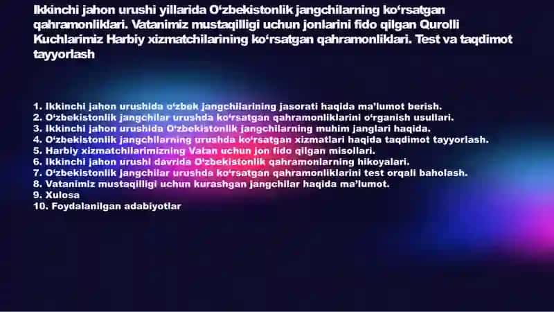 Ikkinchi jahon urushida O‘zbek jangchilarining jasorati 2