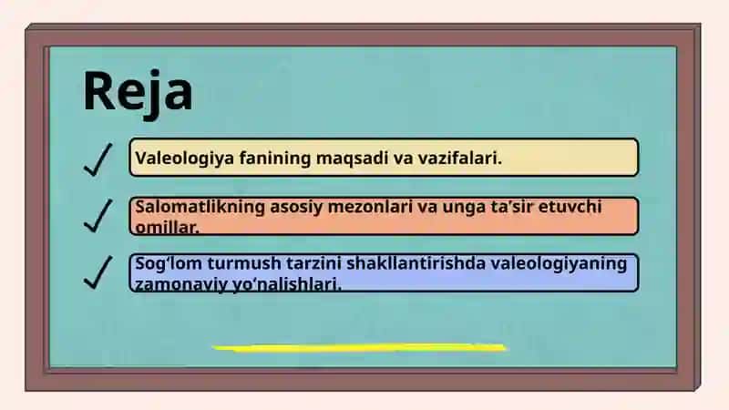 Valeologiya - salomatlik haqidagi fan. 2