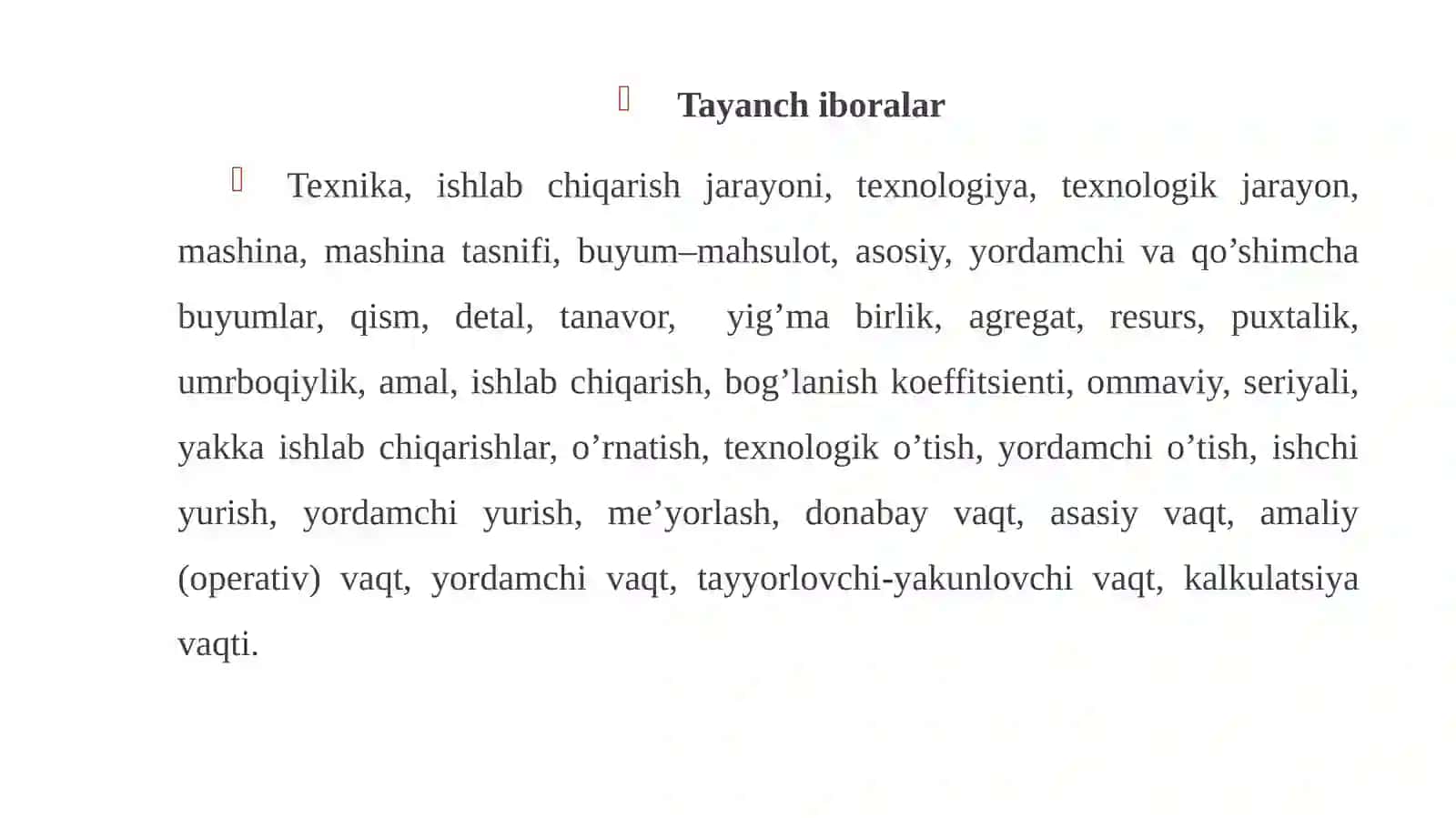 MEXANIK ISHLOV BERISH TEXNOLOGIK JARAYONI 2