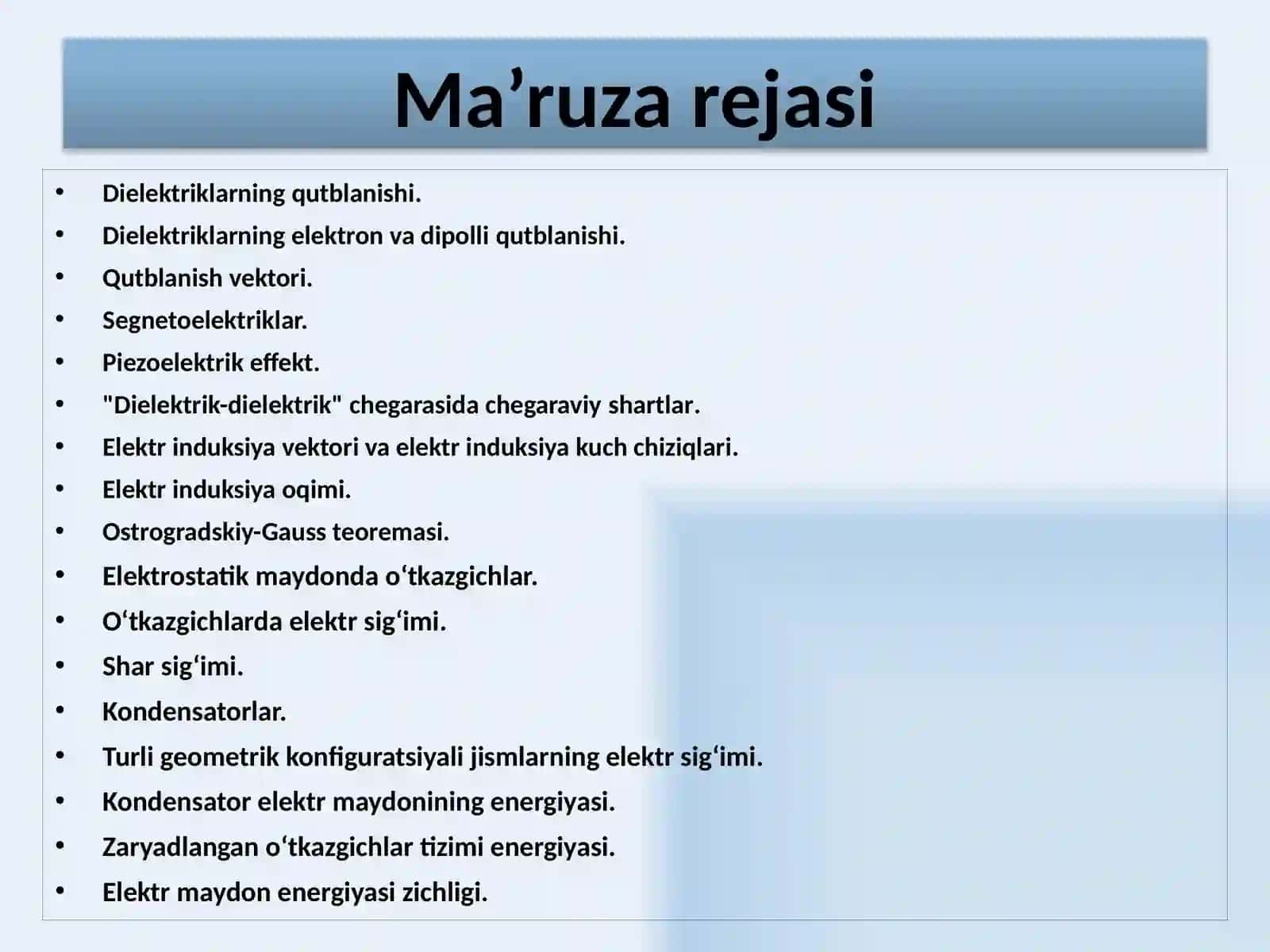 DIELEKTRIKLAR VA O‘TKAZGICHLAR 2