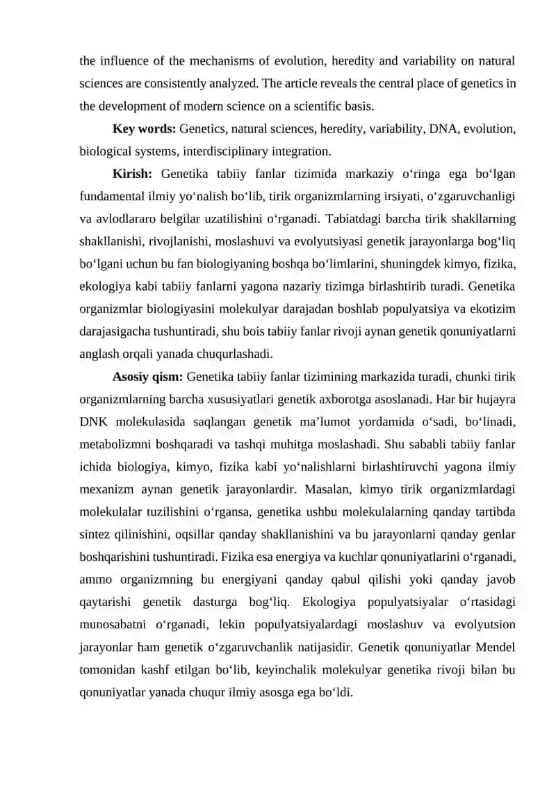 TABIIY FANLAR TIZIMIDA GENETIKANING O‘RNI 2