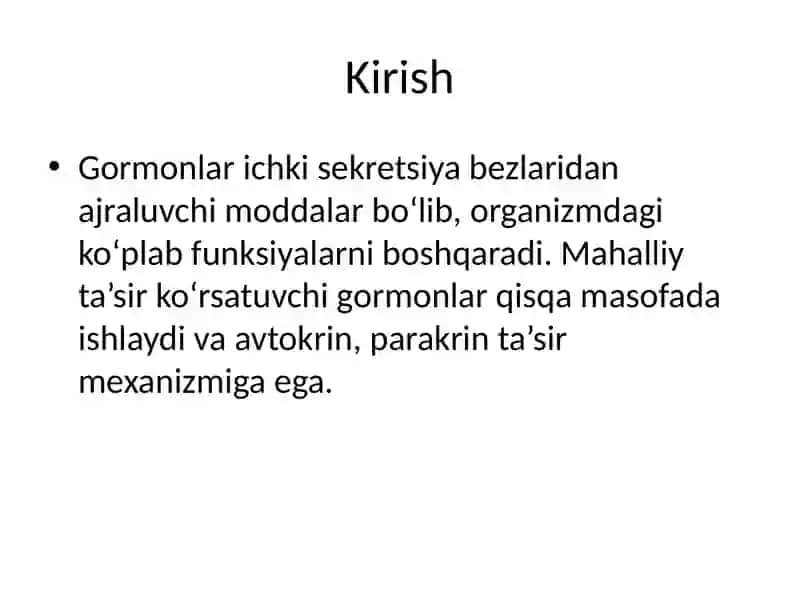 Mahalliy ta’sir ko‘rsatuvchi gormonlar 2
