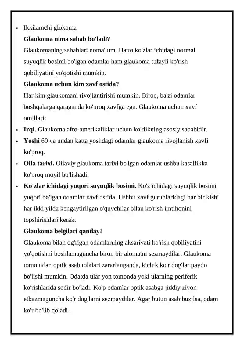 Glaukomaning turlari 2