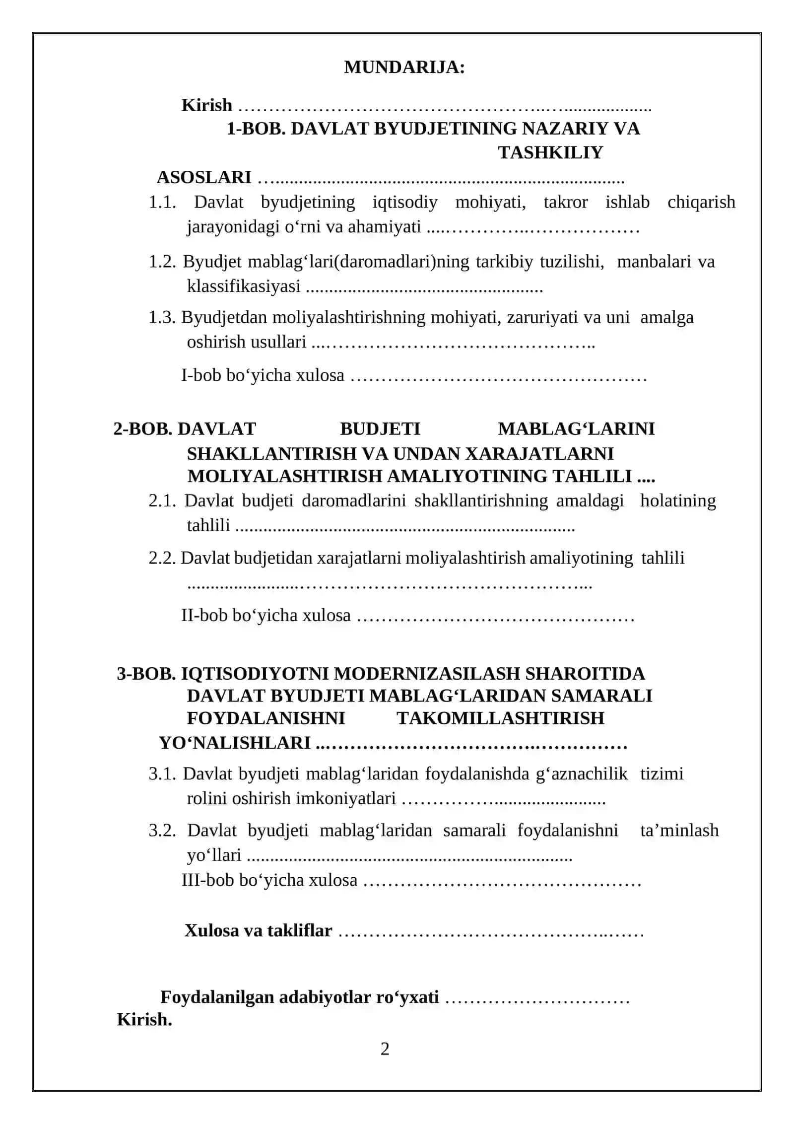 Davlat byudjeti mablag‘laridan samarali foydalanish masalalari 2