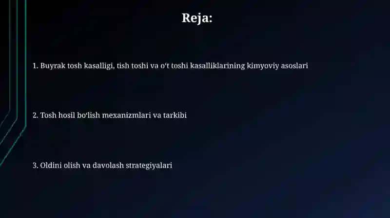 Buyrak toshi kasalligining kimyoviy asoslari 2