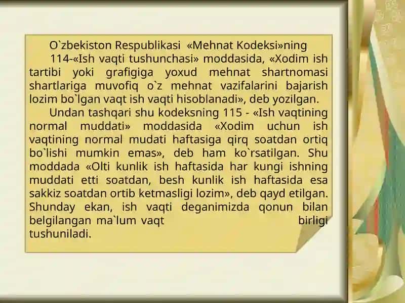 Ish vaqti sarfining turkumlanishi 2