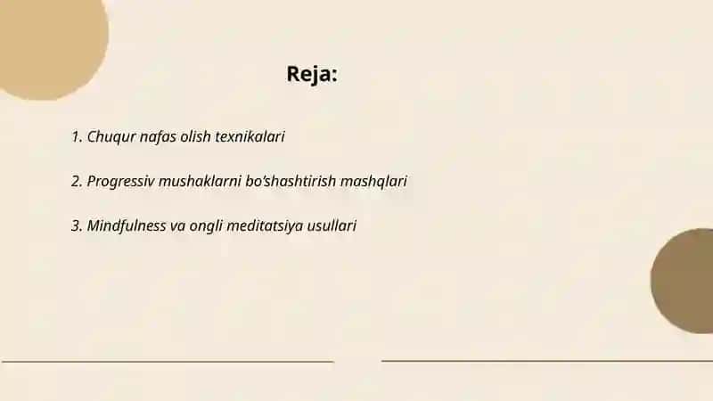 Stressni yengishda o‘zini o‘zi boshqarish usullari 2