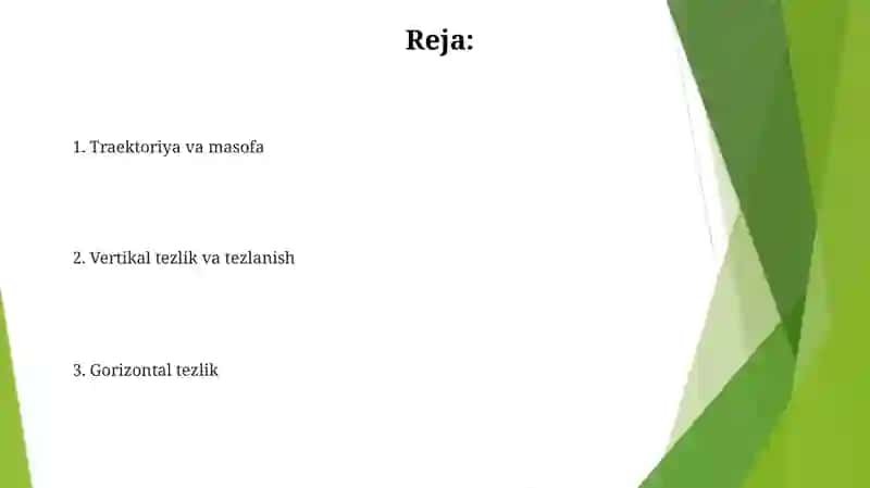 Gorizontal otilgan jismning harakati 2