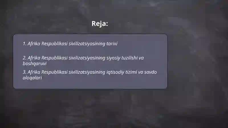 Afrika Respublikasi sivilizatsiyayasi 2