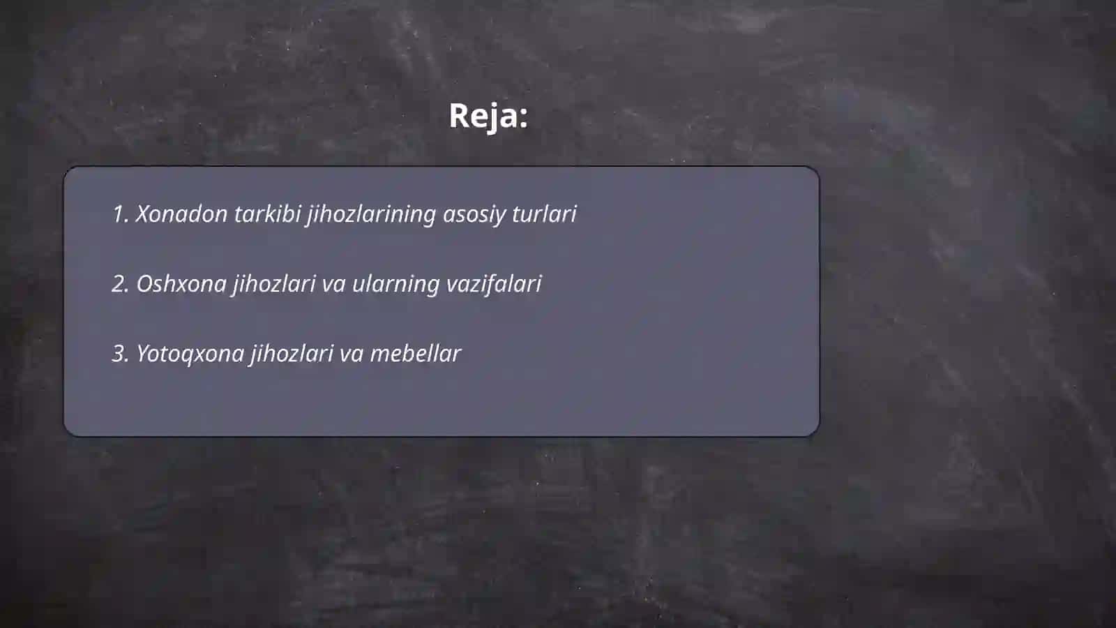 Xonadon tarkibi jihozlari va ularning elementlari 2