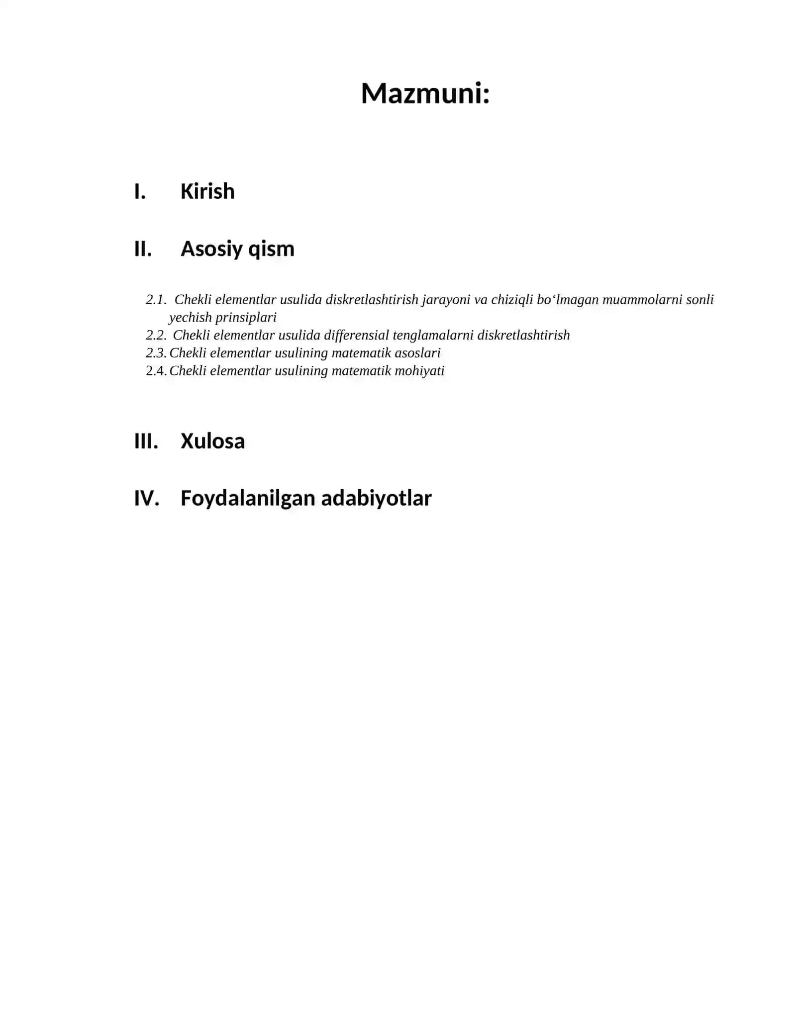 Chekli elementlar usuli yordamida sonli modellashtirish 2
