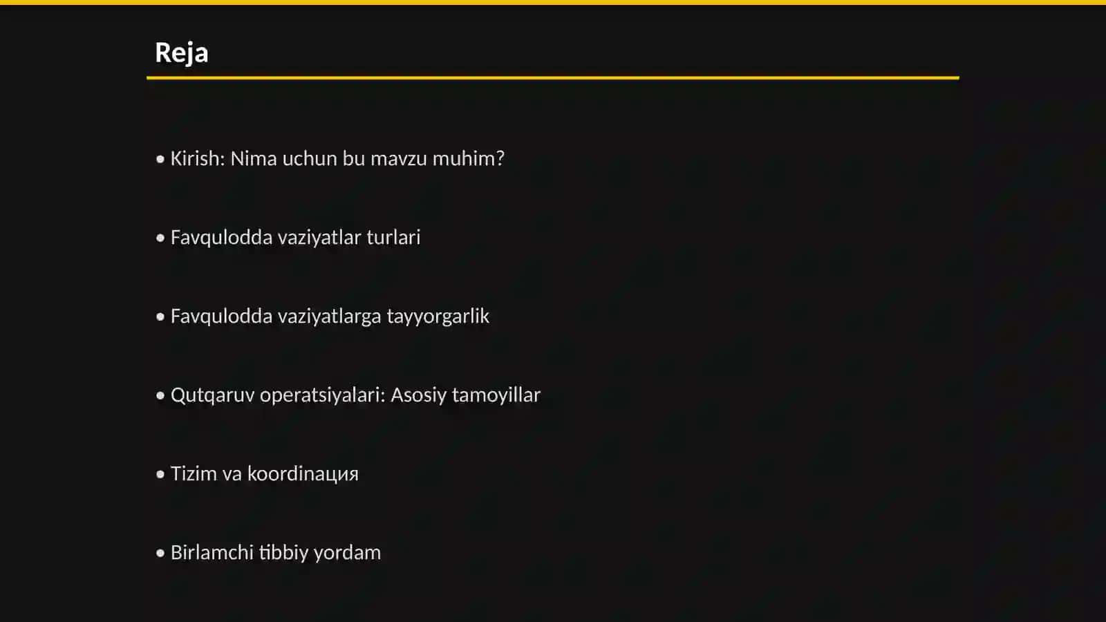 Favqulodda vaziyatlarda qutqaruv va birinchi tiklov ishlarini tashkil etish 2
