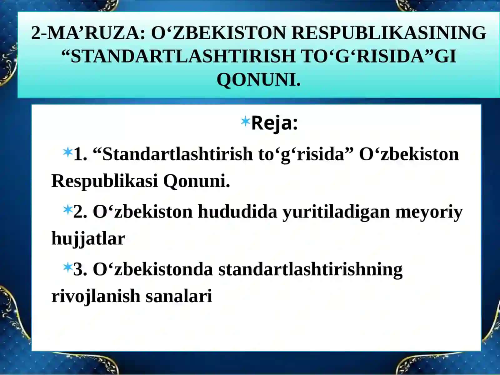 Standartlashtirish to'g'risida 2