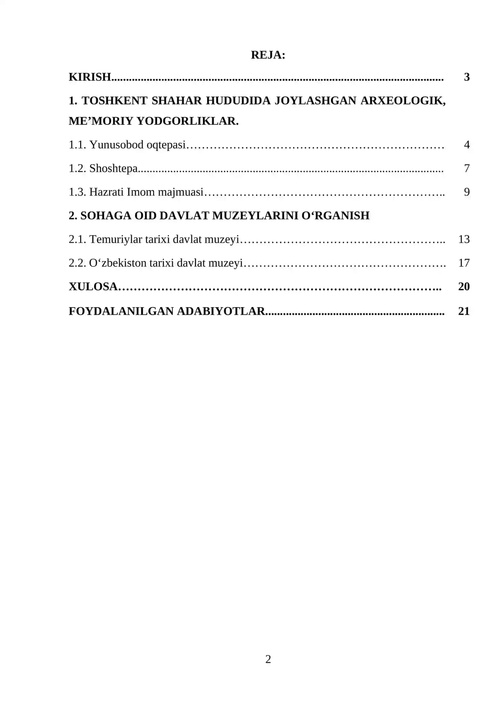 ARXEOLOGIK VA ETNOGRAFIK TANISHUV AMALIYOT HISOBOTI 2