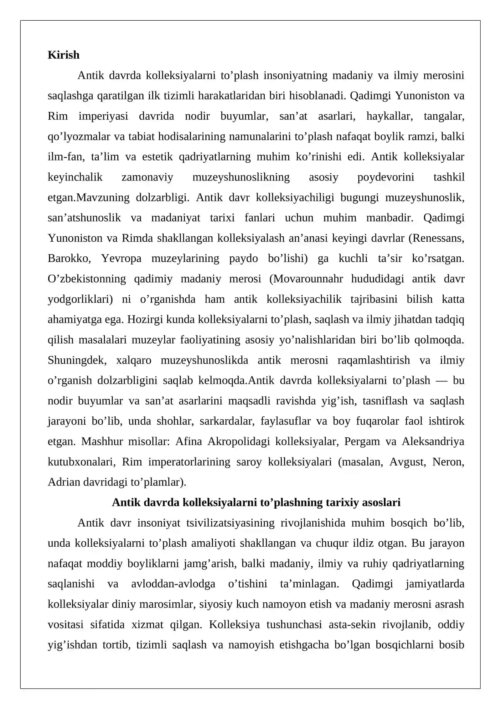 Antik davrda kolleksiyalarni to’plash 2