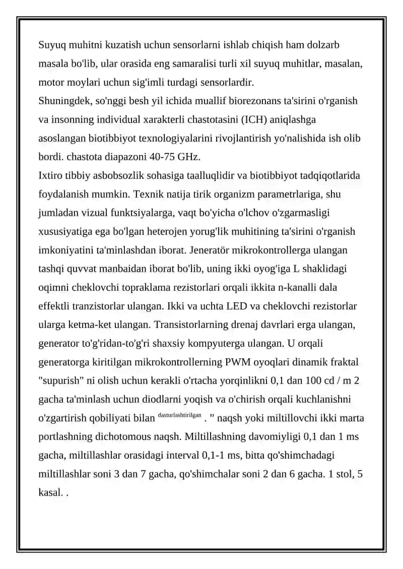 GENERATORLI VA PARAMETRLI BIOLOGIK TADQIQOT DATCHIKLARI 2
