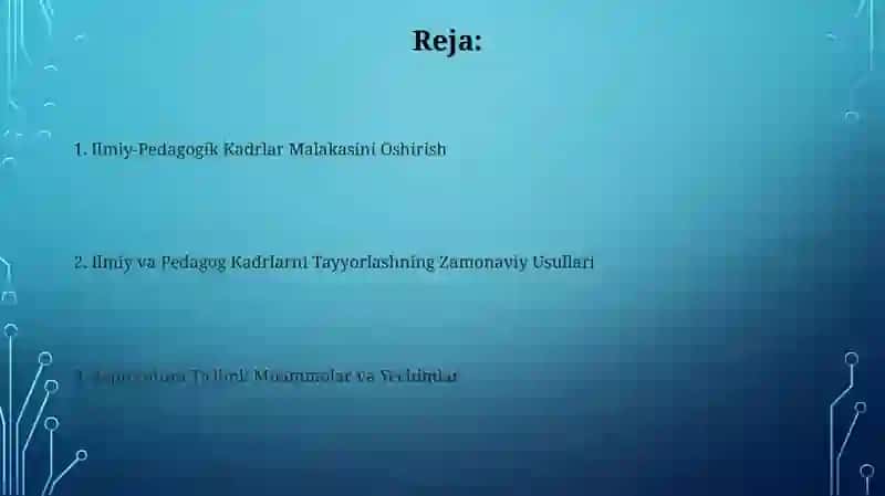 Ilmiy-Pedagogik Kadrlar Malakasini Oshirish 2