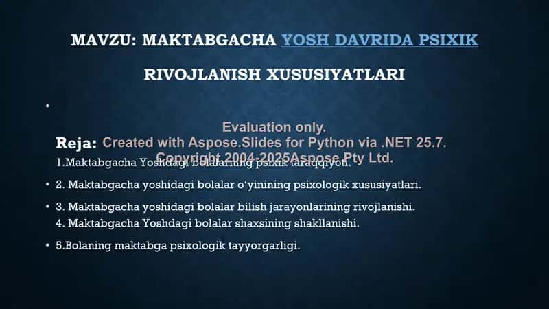 Maktabgacha yosh davrida psixik rivojlanish xususiyatlari slaydi 2