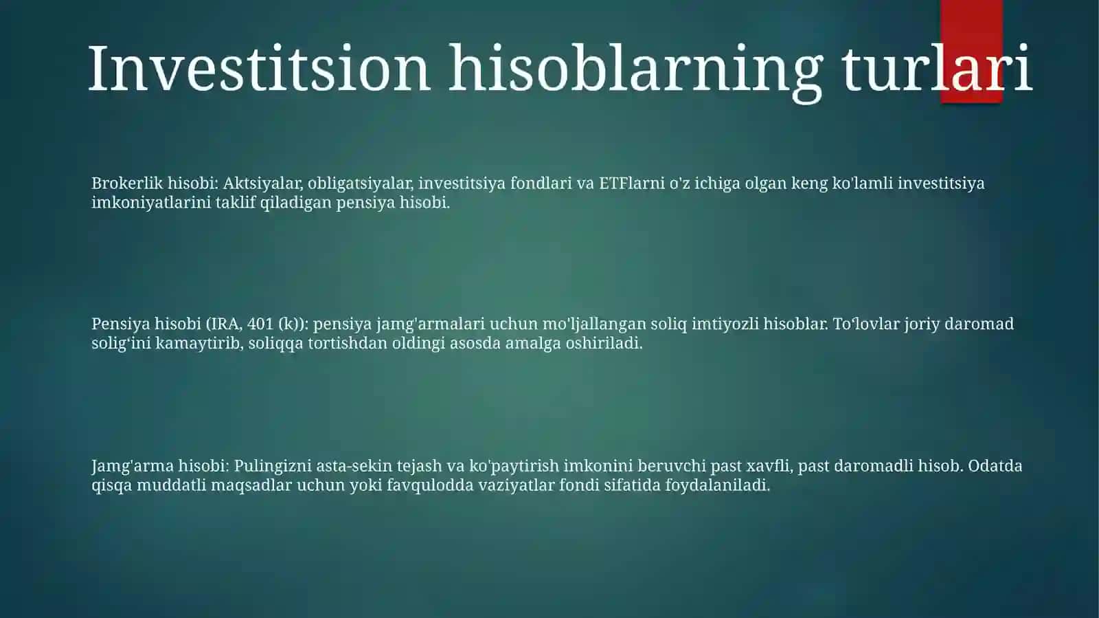 Investitsiyalar Hisobi 2