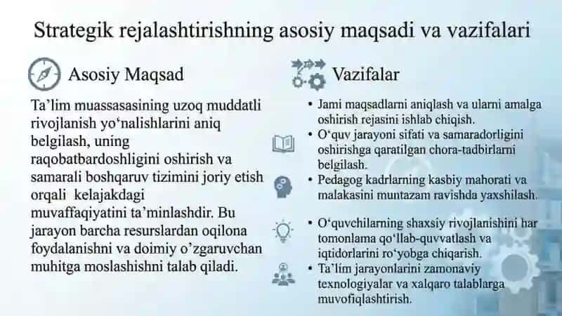 Ta’limni strategik rejalashtirish 2