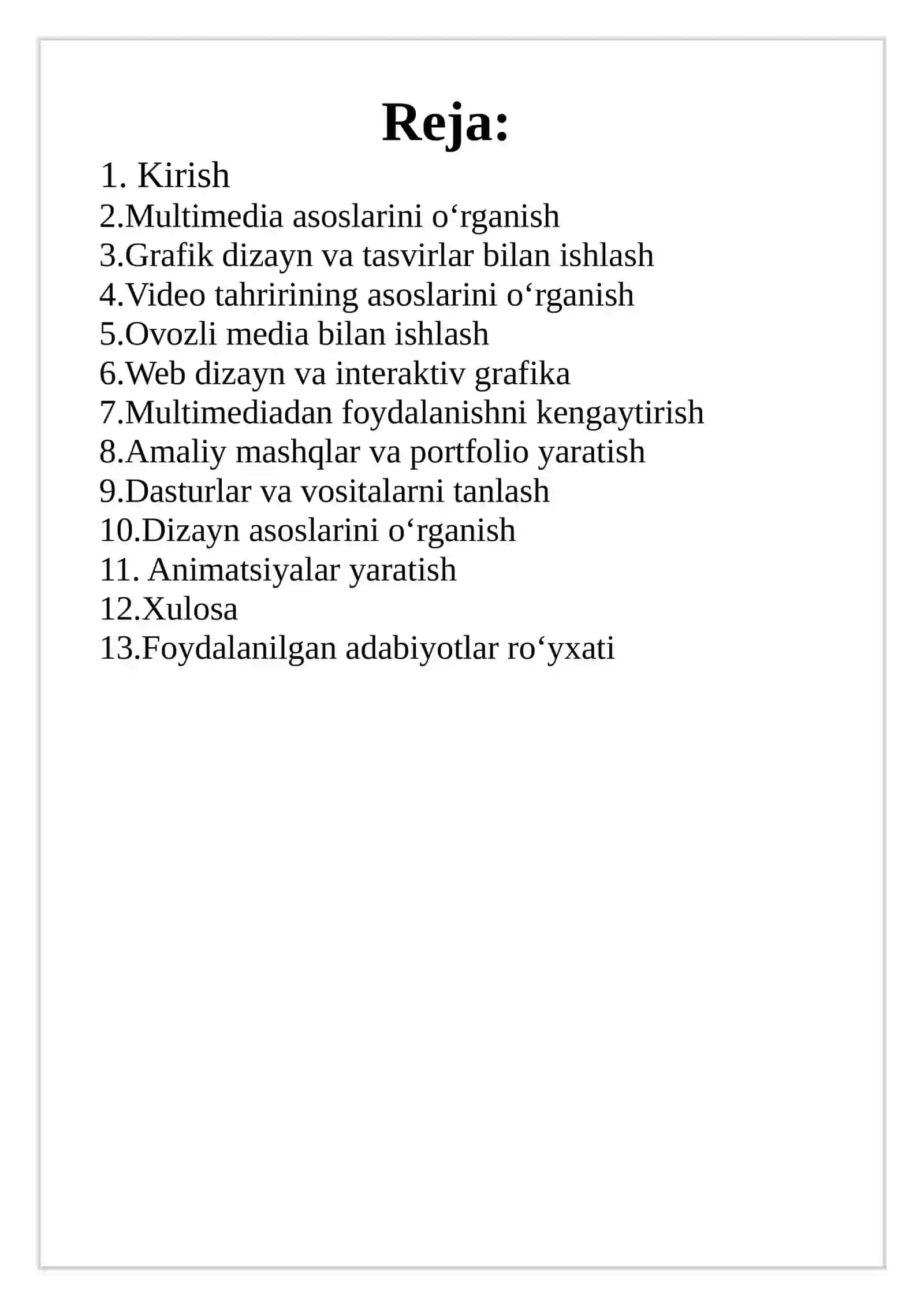 Multimedia vositalari bilan ishlash 2