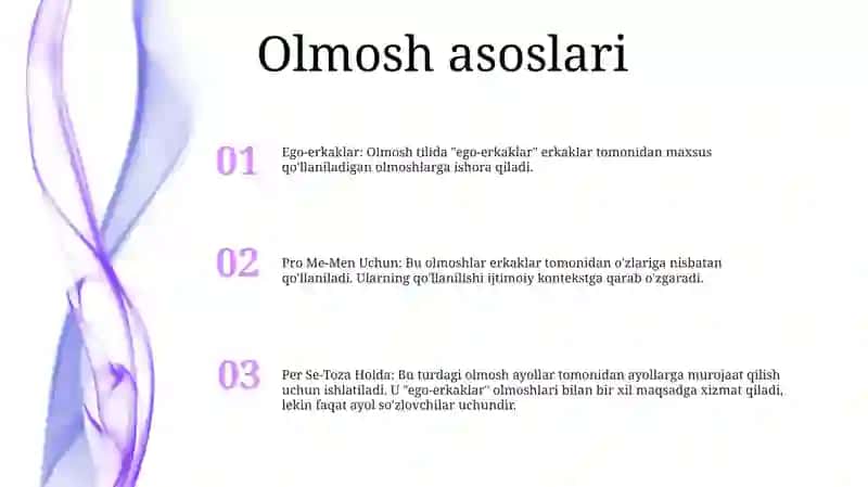 Olmosh(Ego- Men,Pro Me-Men Uchun,Per Se-Toza Holda) 2
