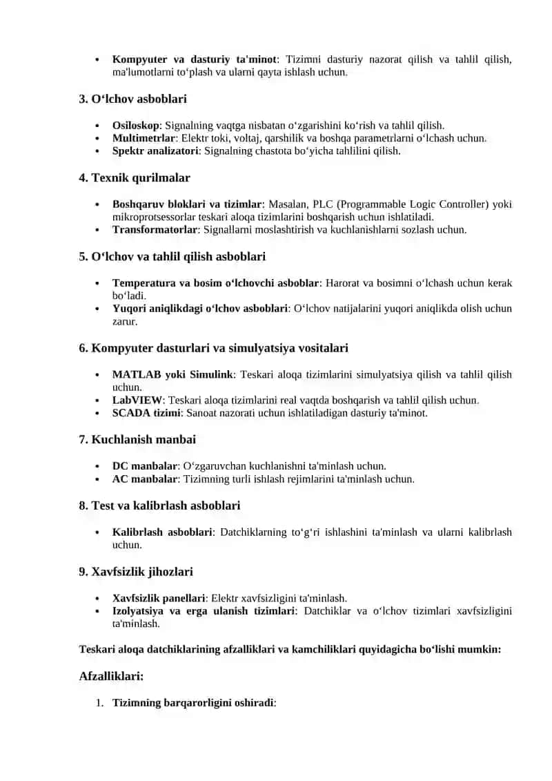 Teskari aloqa datchiklari xarakteristikalarini tadqiqoti 2
