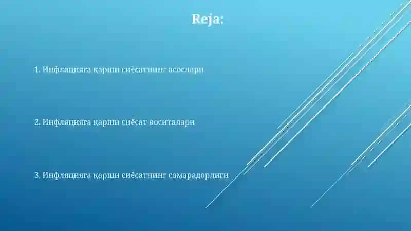 Инфляцияга қарши сиёсат 2