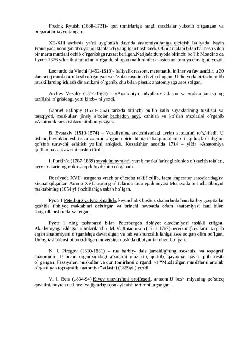 Anatomiya fanining rivojlanish tarixi 2