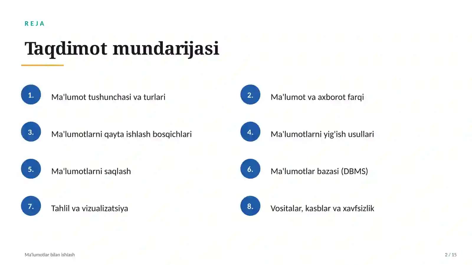 Ma'lumotlar bilan ishlash 2